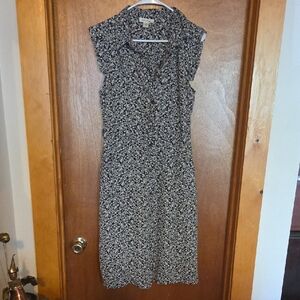 Monteau Black and White Floral Midi Dress